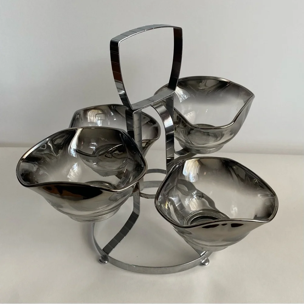 Mid Century Silver Rim Fade Serving Dish. Vintage. - Picture 3 of 7